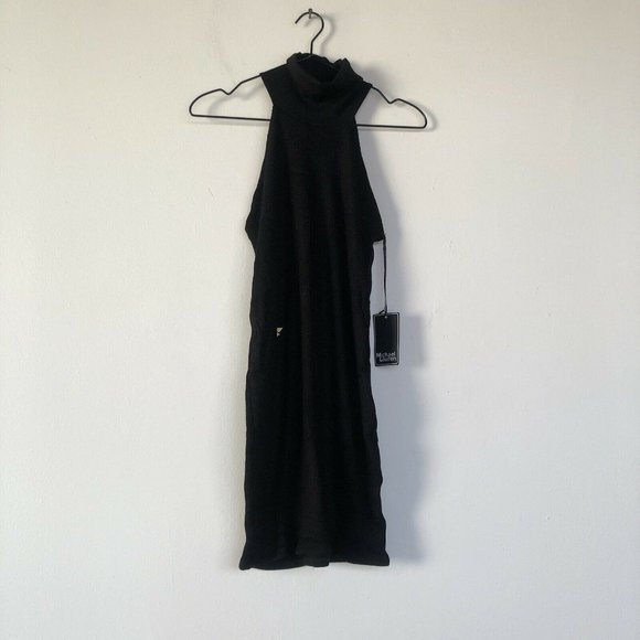 Michael Lauren Jenkins Mini Dress Black Racer Back Rib Knit S NWT $97 - Picture 6 of 8